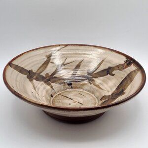 Fabrile Studios Art Pottery Footed Serving Bowl Earth Tones Made Big Bear CA 10"